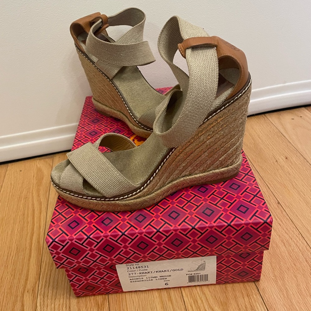 Tory Burch “Adonis” Espadrille Wedge Sandals